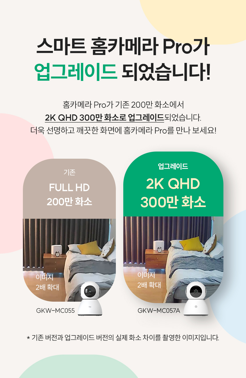 헤이홈 스마트 홈카메라 pro 2K QHD 300만 화소 업그레이드